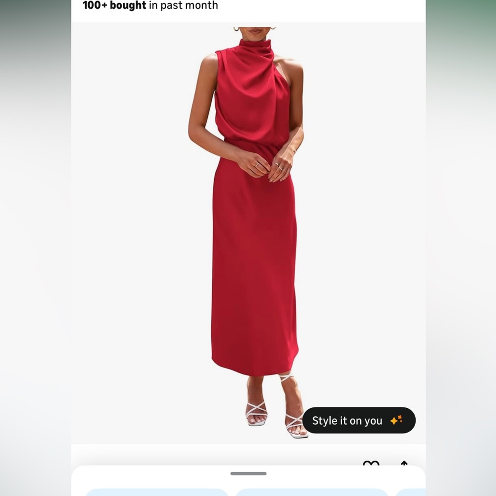 NWT, Amazon red midi high-neck dress, size medium